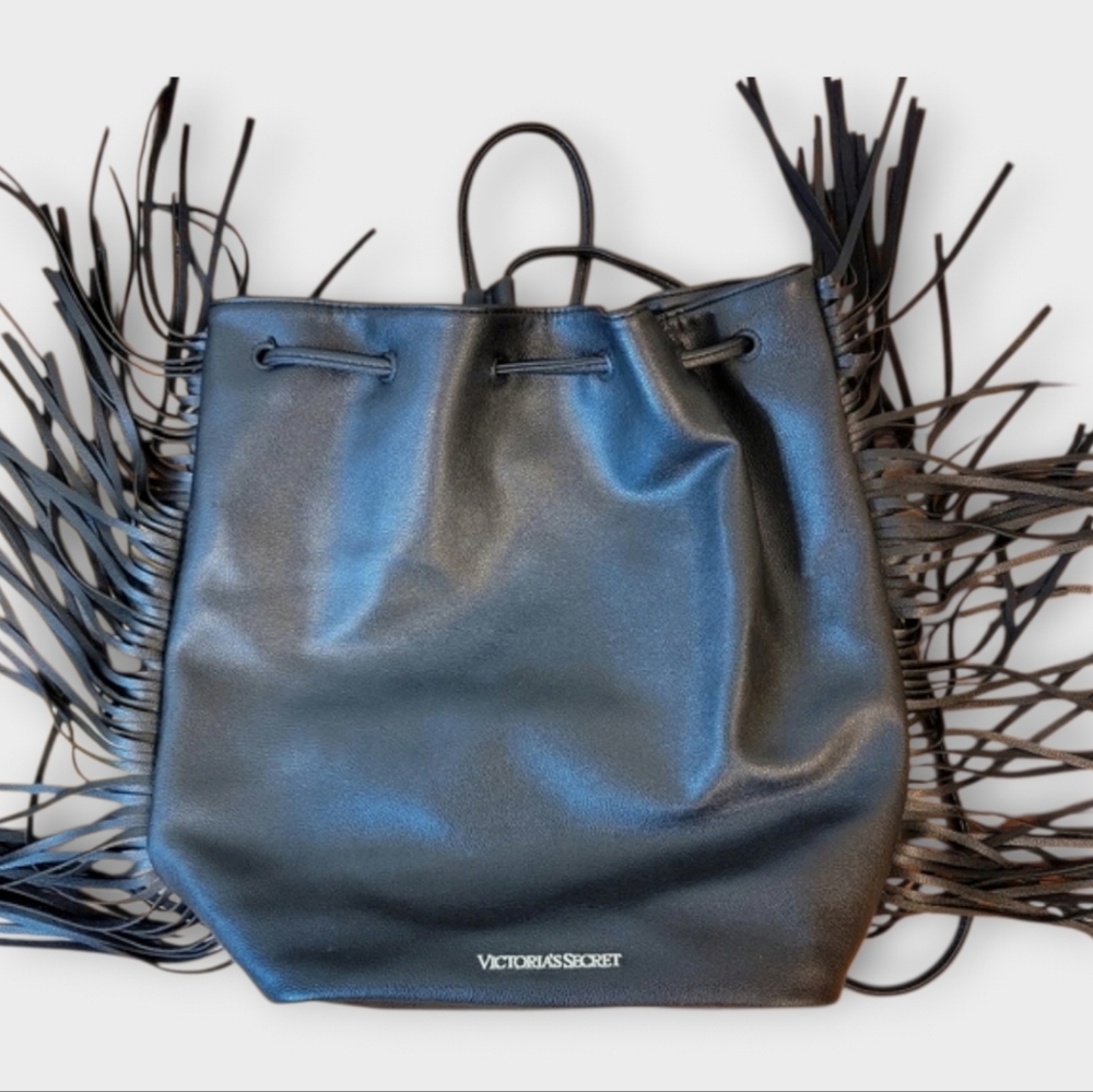 Victoria's Secret Black Backpack with Fringe